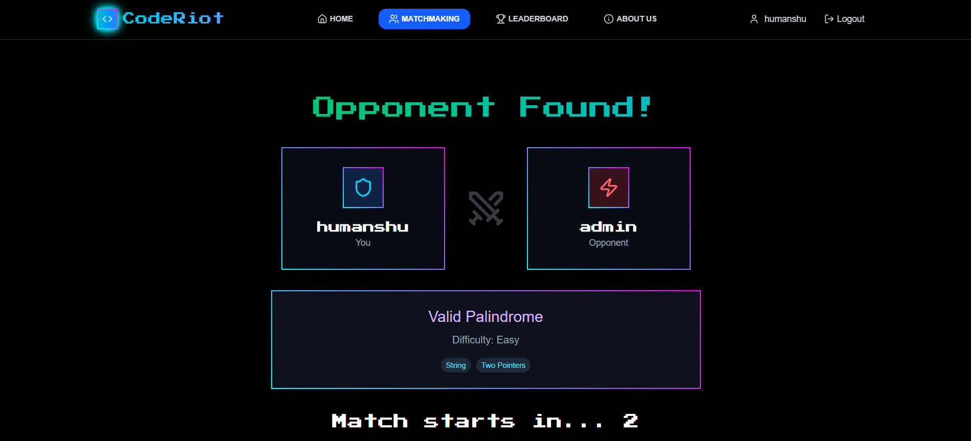 CodeRiot - Real-Time Competitive Coding Platform screenshot 2